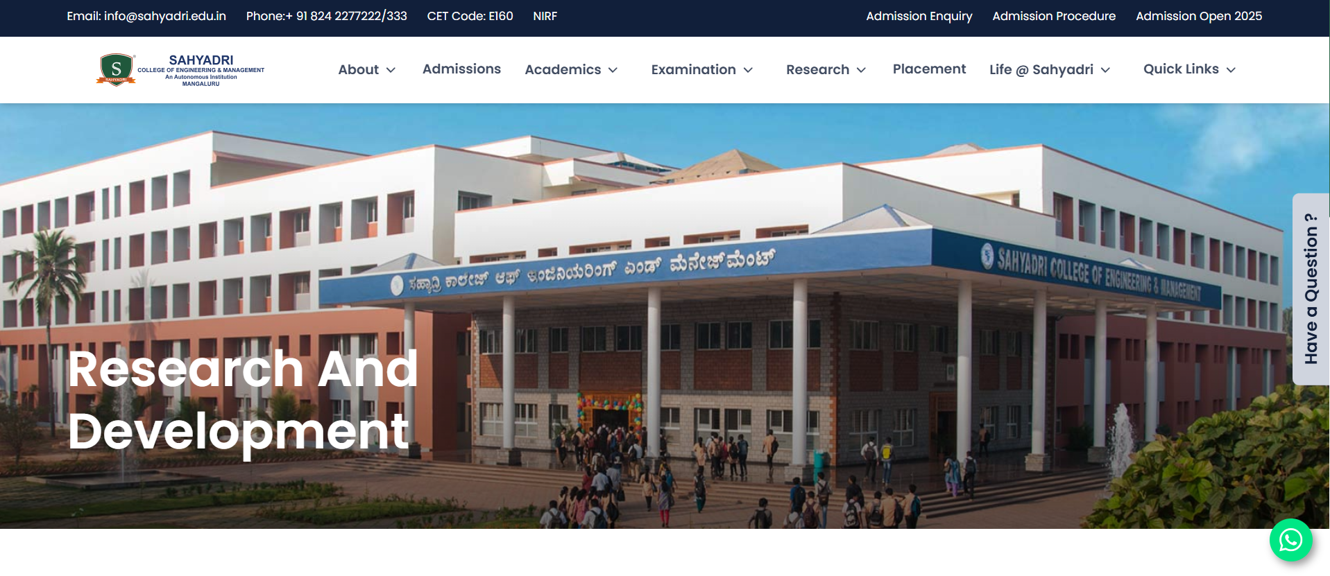 Sahyadri College of Engineering & Management Website
